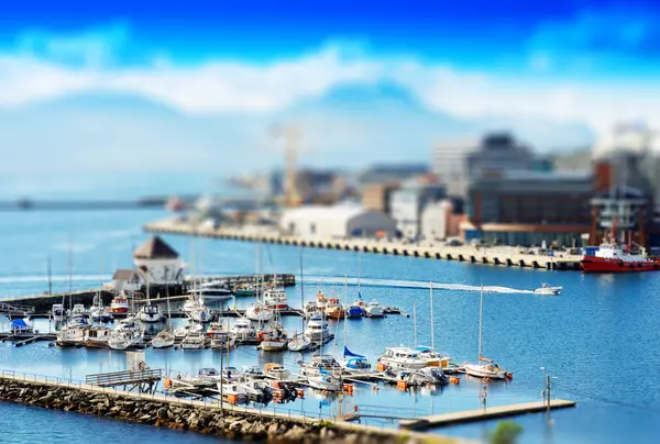 Mikro oyuncak Tromso şehir bağlantı noktası arka plan