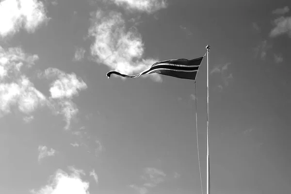 Ondeando fondo de bandera de Noruega en blanco y negro — Foto de Stock