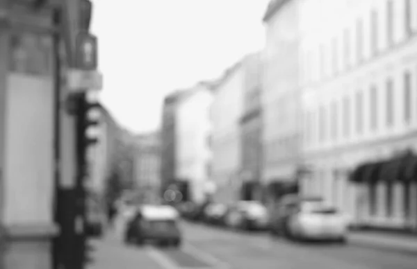 Siyah ve beyaz Oslo sokakları bokeh arka plan