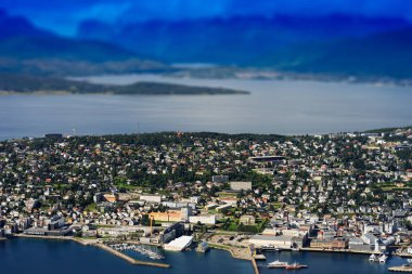 Mikro oyuncak Tromso şehir arka plan Tilt kaymıştır