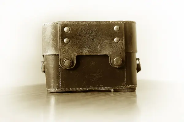 Vintage bőr camera case háttér — Stock Fotó
