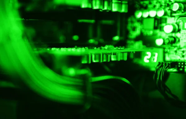 Dentro de la computadora verde vivo bokeh fondo telón de fondo —  Fotos de Stock