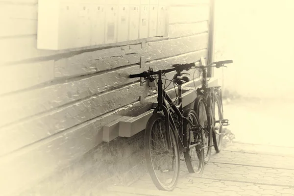 Tromsö cykel gården i sepia bakgrund — Stockfoto