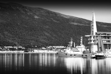 Norveç Tromso iskelesi arka plan