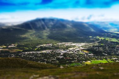 Oppdal Vadisi manzara bokeh arka plan
