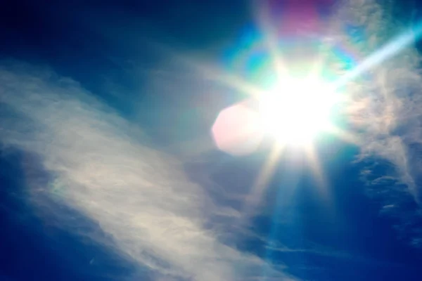 Diagonal blue instagram glowing sun flare background — Stock Photo, Image