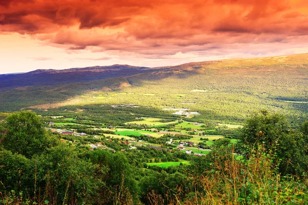 Norvège fond de vallée agricole — Photo