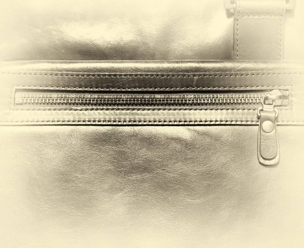Horizontal vintage leather case with zipper vignette background — Stock Photo, Image