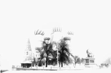 Saint Basil Katedrali resimde arka plan