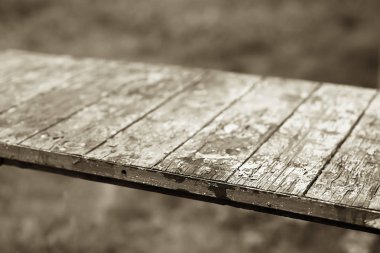 Çapraz sepya vintage ahşap masa bokeh arka plan