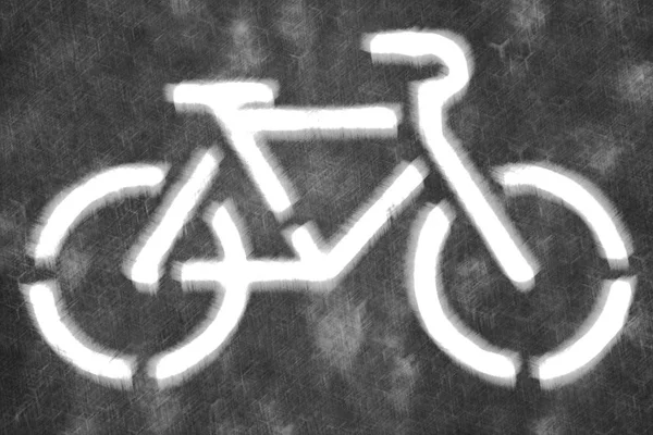 Черно-белый символ велосипеда на размытом фоне — стоковое фото