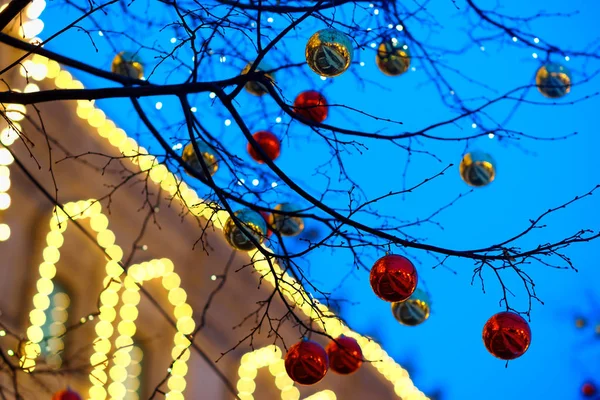 Latar belakang dekorasi pohon Natal Moskwa — Stok Foto