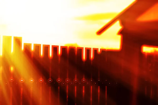 Recinzione verticale tramonto con luce perdita bokeh sfondo — Foto Stock