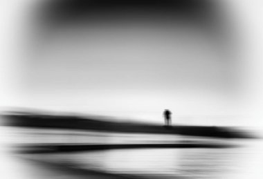 Yatay siyah ve beyaz yatay gezgin hareket bulanıklığı abstr