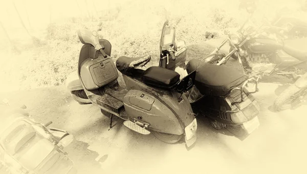 Horizontal vintage sepia indio motor scooter vignette backgroun —  Fotos de Stock