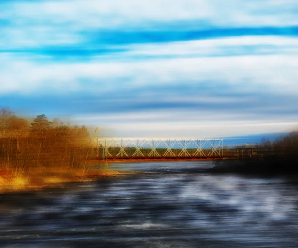 Moving train bridge motion abstraction — Stock Photo, Image