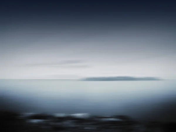 Orizzontale bianco nero isola sfocatura movimento astrazione — Foto Stock
