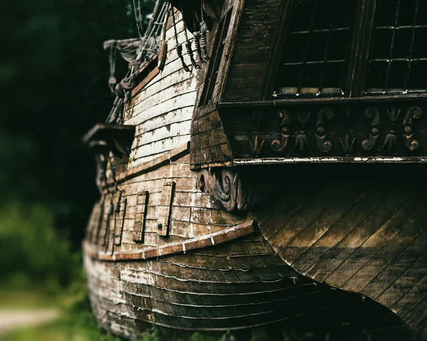 土地背景背景水平复古中世纪战舰 — 图库照片
