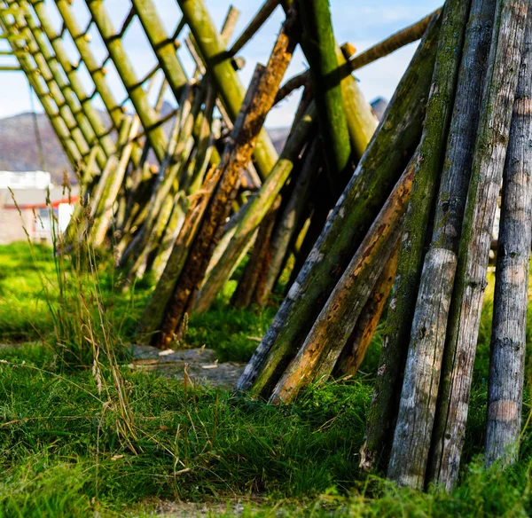 Kwadrat żywe Norwegia wędkowanie suszarka do bokeh tło tapeta — Zdjęcie stockowe