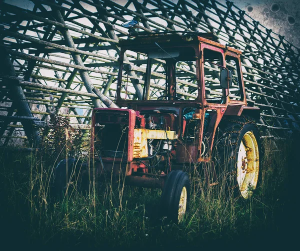 Vintage Norvégia traktor képeslap emlékek háttér backd tér — Stock Fotó