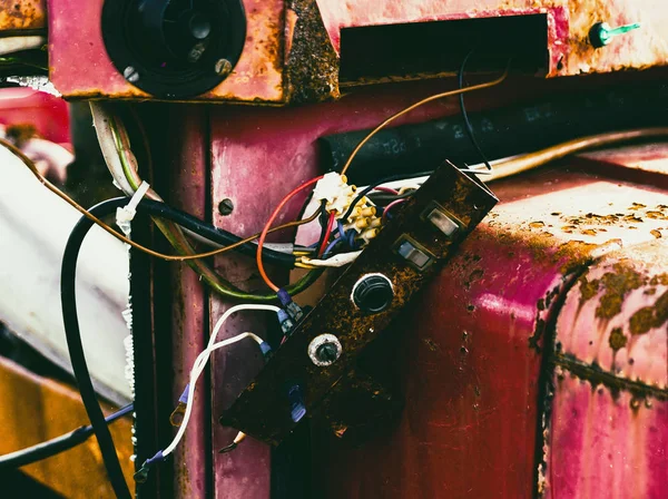 Horizontal rojo vintage tractor partes fondo bokeh — Foto de Stock