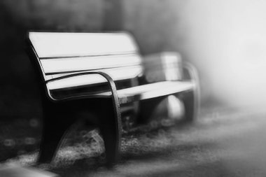 Yatay siyah beyaz park bankında