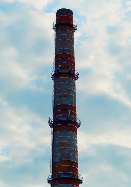 Dramatic red industrial chimney background — Stock Photo, Image