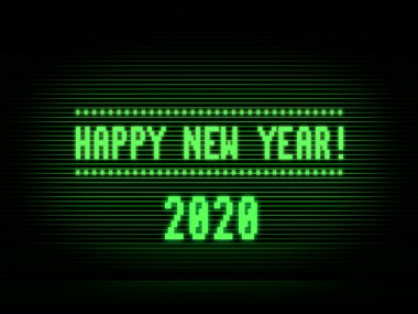 Bilgisayar monitörü illüstrasyonu 2020 yılınız kutlu olsun.