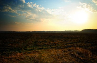Vahşi doğanın arka planında dramatik gün batımı