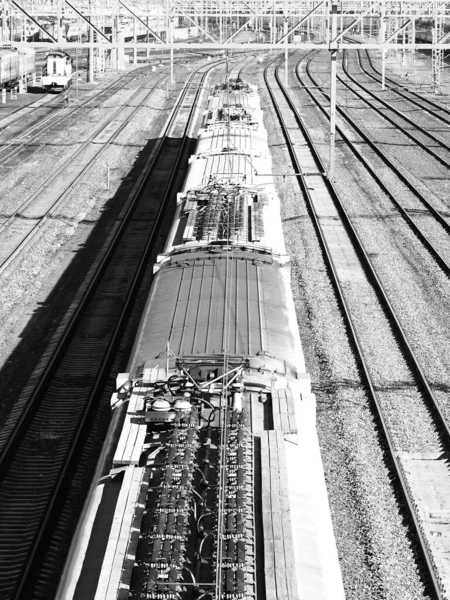 Carruagem Trem Preto Branco Cima Fundo — Fotografia de Stock