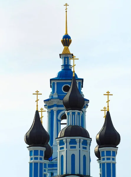 Azul Ortodoxo Arquitetura Igreja Fundo — Fotografia de Stock