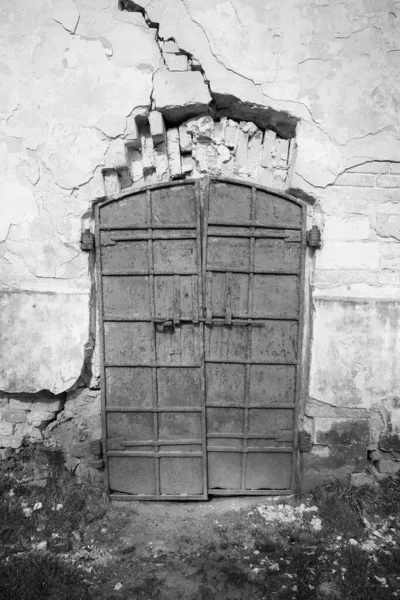 Porte Fermée Fond Temple Abandonné — Photo