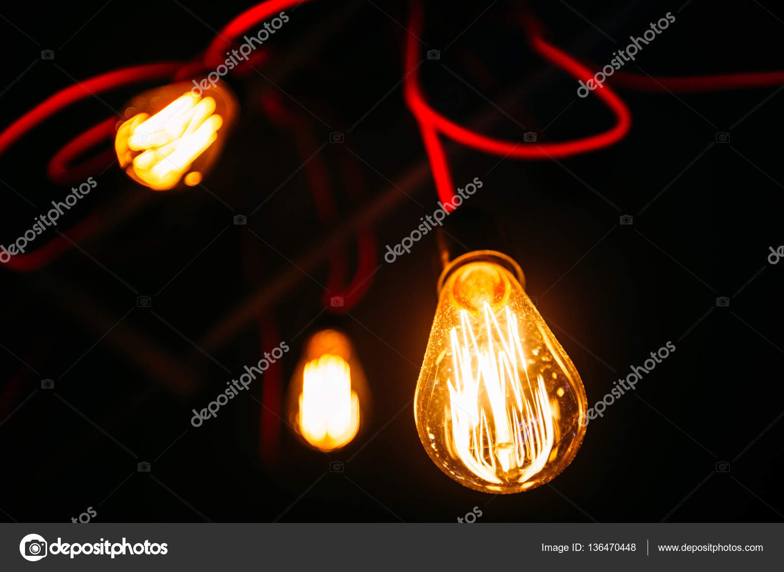 Retro Edison Light Bulbs In The Dark Room Stock Photo 4masik Retro Edison Light Bulbs In The Dark Room Stock Photo