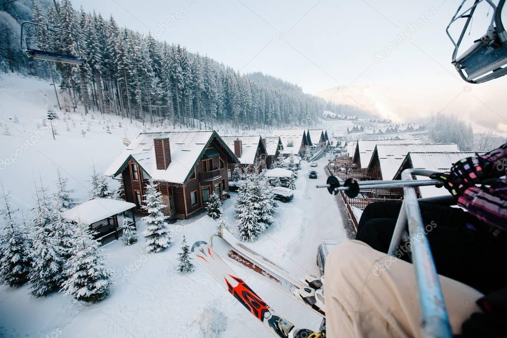 Ski resort in Europe mountains