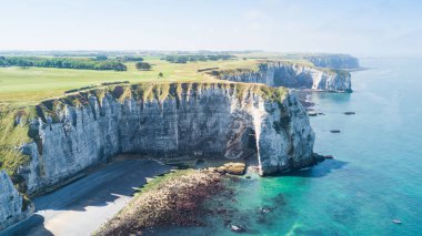 Yukarıdan, defne ve kaymaktaşı cliff bay Etretat görüntülemek, 