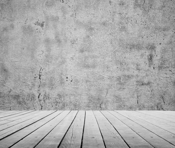 Cement fal és a padló fából készült háttér textúra — Stock Fotó