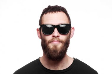 Tasarımınız için beyaz izole hipster portre