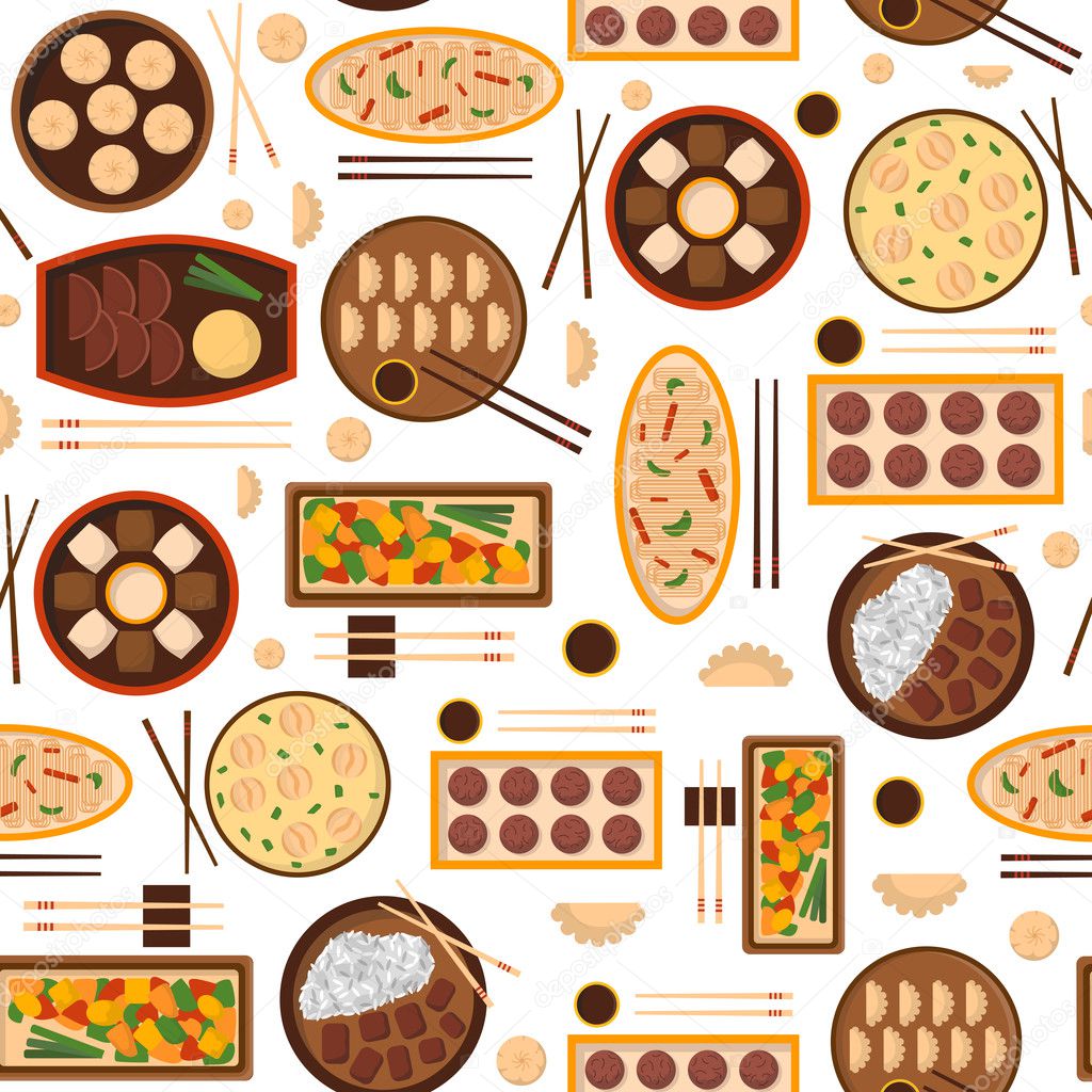 Vector cartoon chinese cuisine food background