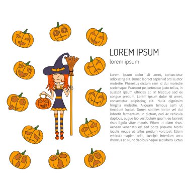 Vektör karikatür elle çizilmiş Halloween cadı