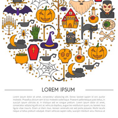 Vektör karikatür elle çizilmiş Cadılar Bayramı arka plan