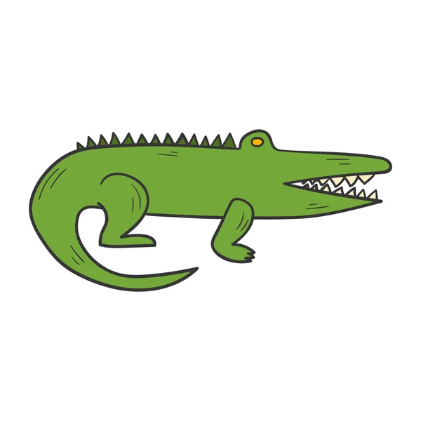 Vector cartoon hand getekende krokodil — Stockvector