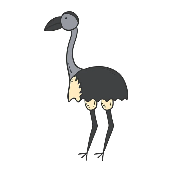 Vector cartoon hand drawn ostrich — Stock Vector