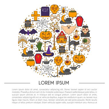 Vektör karikatür elle çizilmiş Cadılar Bayramı arka plan