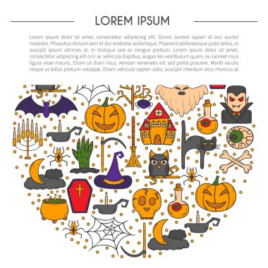 Vektör karikatür elle çizilmiş Cadılar Bayramı arka plan