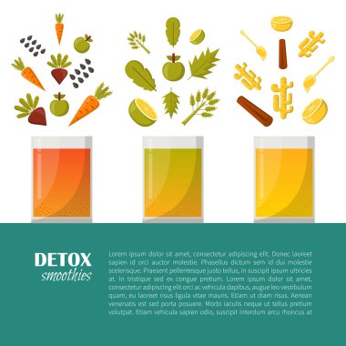Vektör Detoks smoothies malzemeler karikatür