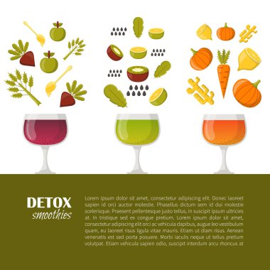 Vektör Detoks smoothies malzemeler karikatür