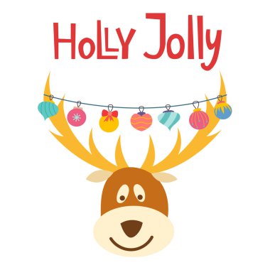 Vektör karikatür Noel geyiği arka plan