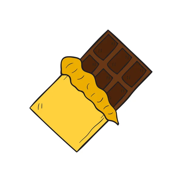 Vector desenho animado mão desenhada barra de chocolate isolado — Vetor de Stock