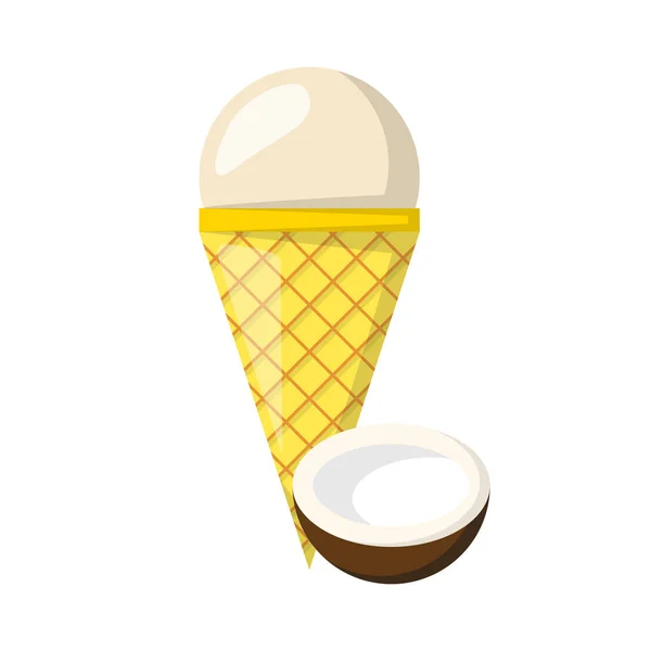 矢量卡通椰子冰淇淋球 — 图库矢量图片