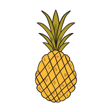 Vektör karikatür el çekilmiş izole ananas